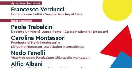 Locandina evento in Senato su Maria Montessori