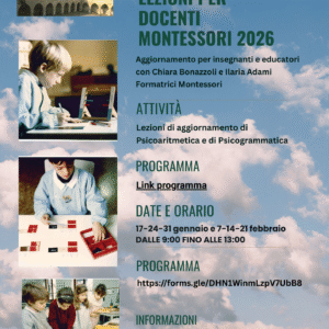 Milano, gennaio e febbraio 2026: lezioni per docenti Montessori