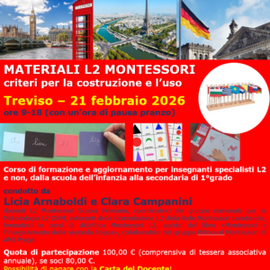 Treviso, 21 febbraio 2026: materiali L2 Montessori. Criteri per la costruzione e l’uso