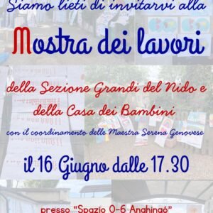 Roma, 16 giugno 2026: Mostra dei lavori dei bambini dello spazio educativo Anghingò