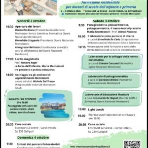 Dal 2 al 4 ottobre 2026: Formazione Residenziale per docenti di scuola dell’infanzia e primaria