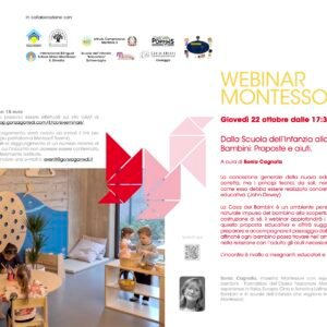 22 ottobre 2026 webinar online “Dalla Scuola dell’infanzia alla Casa dei bambini: proposte e aiuti”