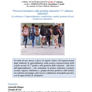 Corso di aggiornamento online ottobre 2026-maggio 2027: Percorso formativo sulle pratiche educative